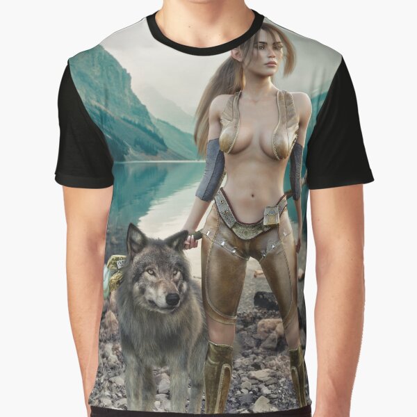 Vista previa del artículo con la obra «El druida mágico y su lobo», diseñado y vendido por DigitalStorm.