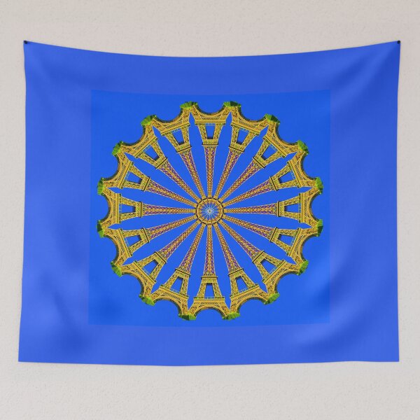 Item preview, Eiffel Wheel - yellow on blue designed and sold by KissStudios.