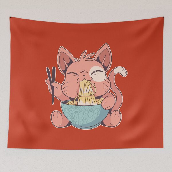 Item preview, sweet kitten eats ramen noodles designed and sold by DerSenat.