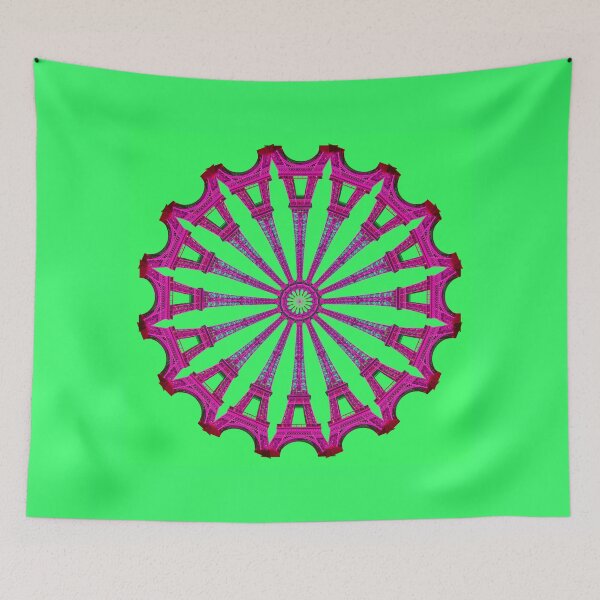 Item preview, Eiffel Wheel - magenta on green designed and sold by KissStudios.