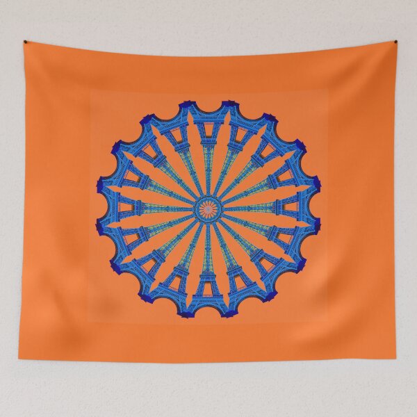 Item preview, Eiffel Wheel - blue on orange designed and sold by KissStudios.