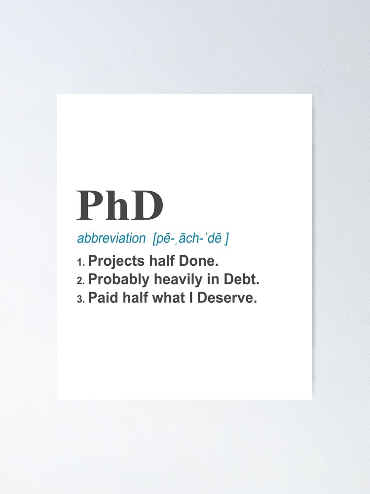 phd-funny-3-definition-gift-design-for-post-grad-on-light-poster-by