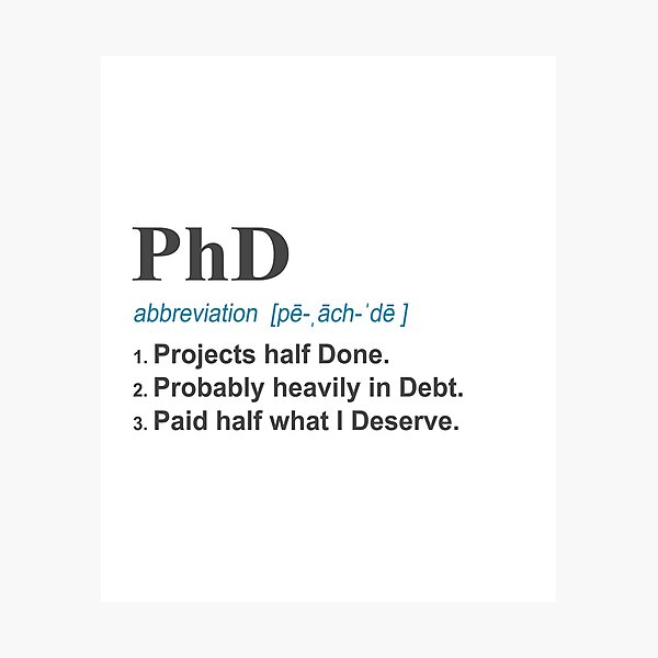 "PhD Funny 3 Definition Gift Design for Post Grad on light