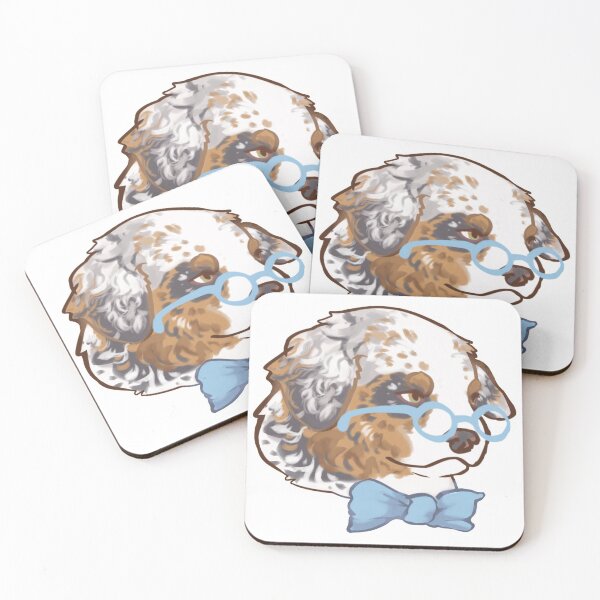 Artikelvorschau, Blue Merle Australian Shepherd Welpe mit Fliege / blue Merle Aussie entworfen und verkauft von Ivy Fox Illustration.