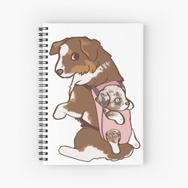 Red tricolor Australian Shepherd With baby red Merle in tow Spiral Notebook