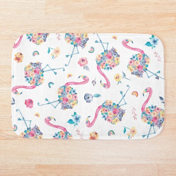 Artikelvorschau, Floraler Flamingo in pastellfarbenen Regenbogenfarben entworfen und verkauft von Gingerlique.