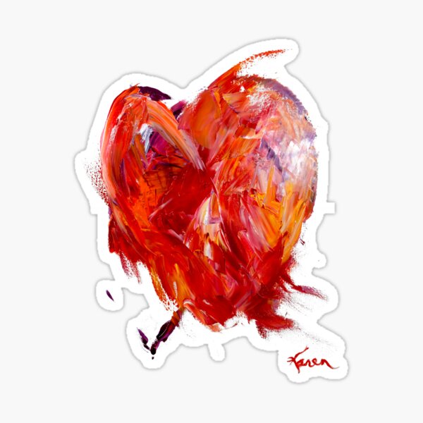 Brokenhearted - An Expressionist Vibrant Red Heart Sticker