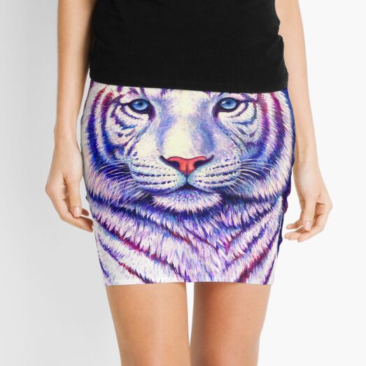 Among the Stars - Cosmic White Tiger Mini Skirt