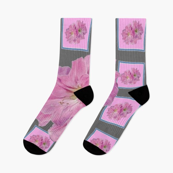 Item preview, PINK MODERN ART AMARYLLIS FLOWERS ON GREY PATTERNS, designed and sold by sharlesart.