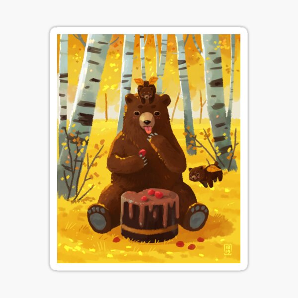 Chocolate cake and bears Sticker