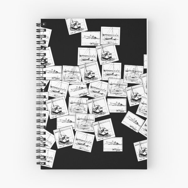 Item preview, Random Collage of Boating Sketches with Boats in Black and White designed and sold by WatersEdgeGal.