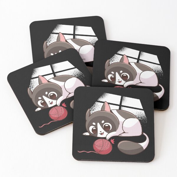 Item preview, Cute Cat playing with pink ball of yarn designed and sold by Mido tee art shop.