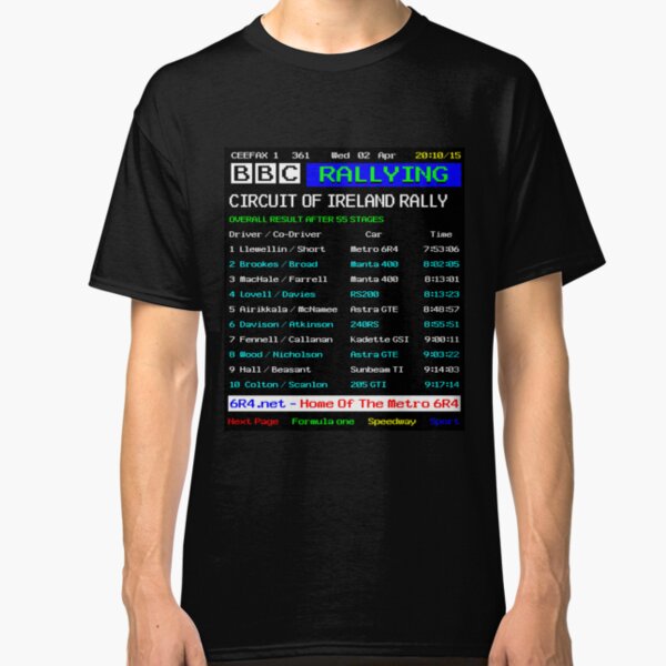 6R4.net - 1986 Circuit of Ireland Rally Ceefax Classic T-Shirt
