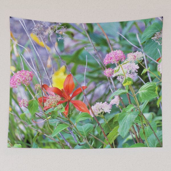 Item preview, Stormy Garden Landscape with Hydrangea and Lilies designed and sold by myrubiogarden.