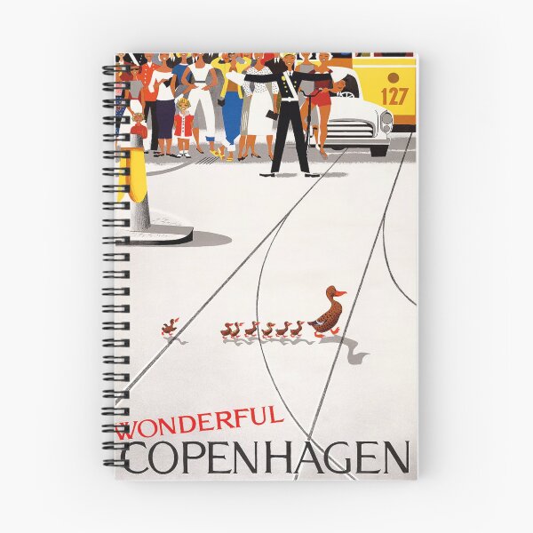 Item preview, Copenhagen Denmark, Ducks, Ducklings, Nursery Decor, Retro Vintage Travel Poster designed and sold by vintagevivian.