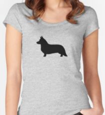 Cardigan Welsh Corgi Silhouette Women's Fitted Scoop T-Shirt