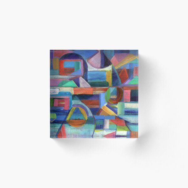 Balance. A geometric, abstract expressionist acrylic painting by Pamela Parsons Acrylic Block