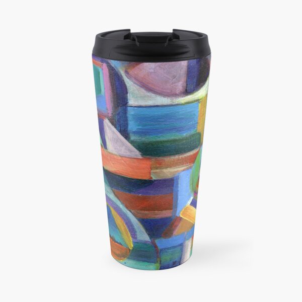 Balance. A geometric, abstract expressionist acrylic painting by Pamela Parsons Travel Mug