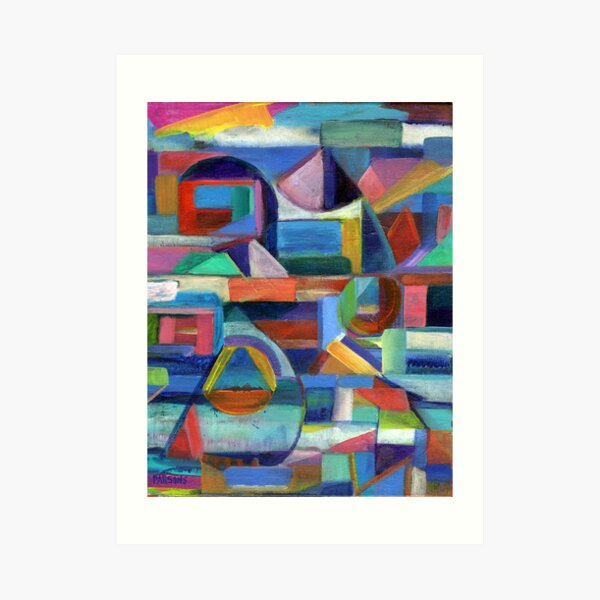 Balance. A geometric, abstract expressionist acrylic painting by Pamela Parsons Art Print