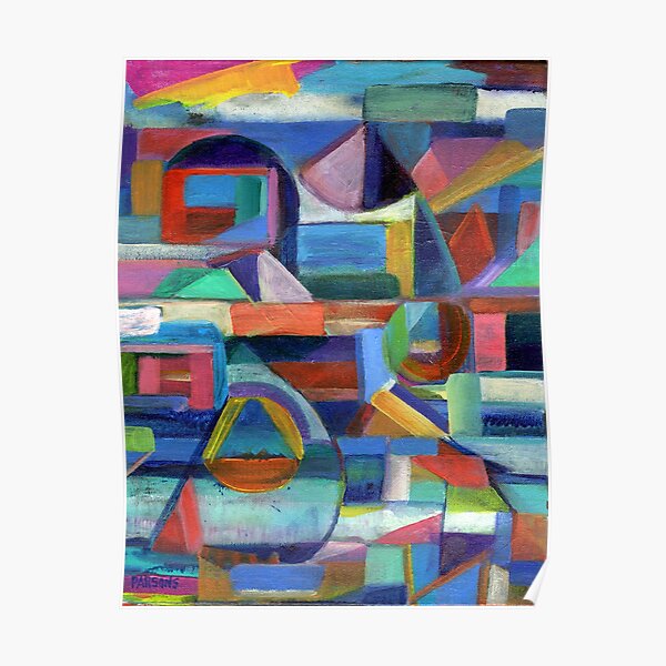 Balance. A geometric, abstract expressionist acrylic painting by Pamela Parsons Poster
