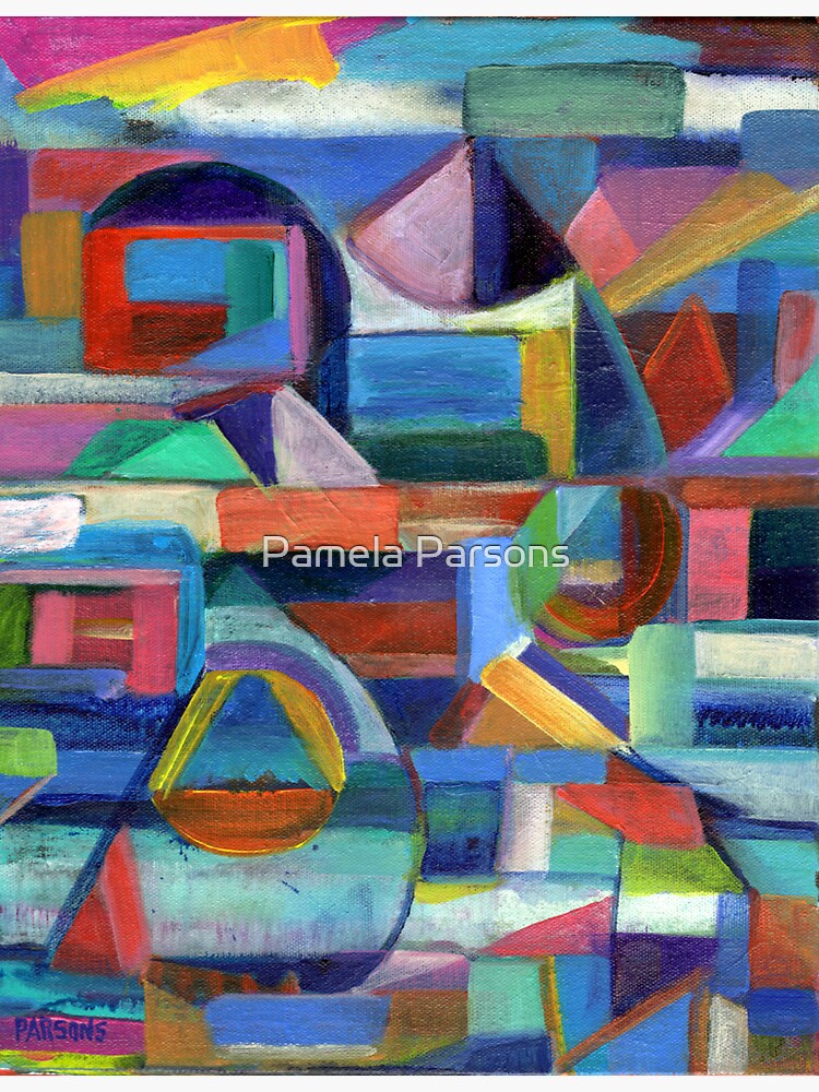Balance. A geometric, abstract expressionist acrylic painting by Pamela Parsons by parsonsp