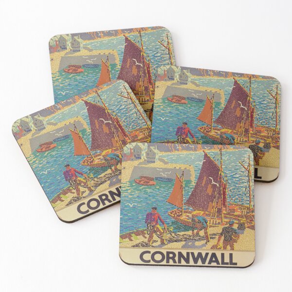 Item preview, Cornwall, England Vintage Travel Poster designed and sold by vintagevivian.