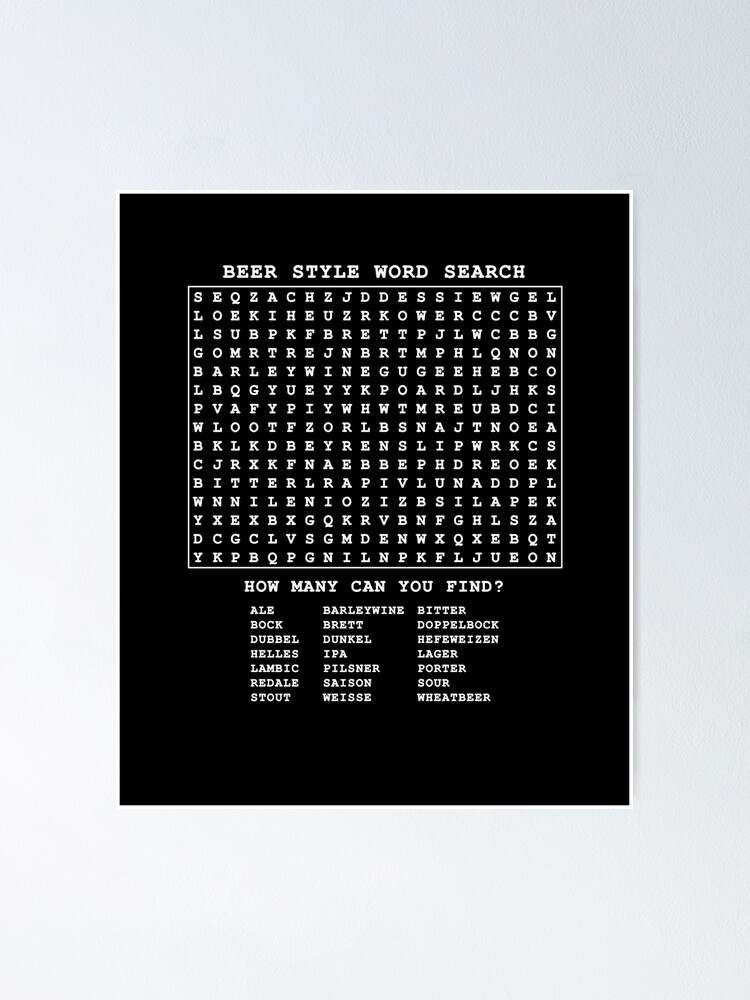 types-of-craft-beer-word-search-puzzle-poster-for-sale-by-webdango-redbubble