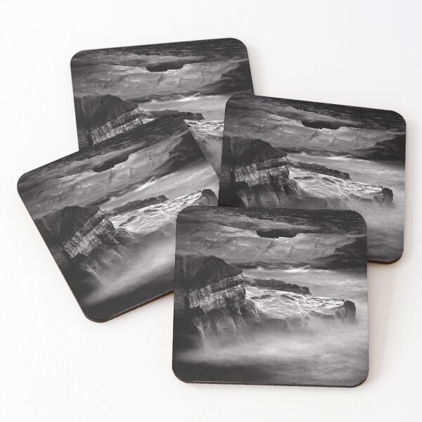 Item preview, Sea and rocks, Sarakiniko, Milos island Greece, black and white square designed and sold by Kostas Pavlis.