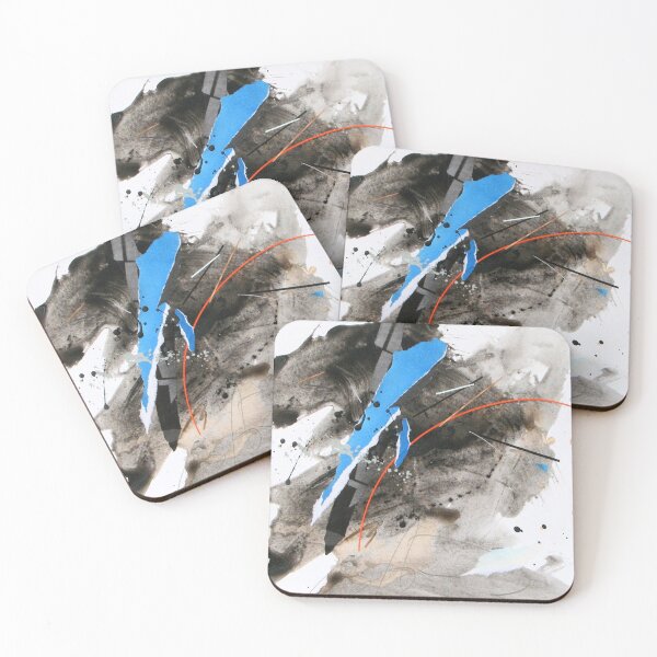 Item preview, Blue orange and grey abstract expressionist collage designed and sold by ZebEddy.