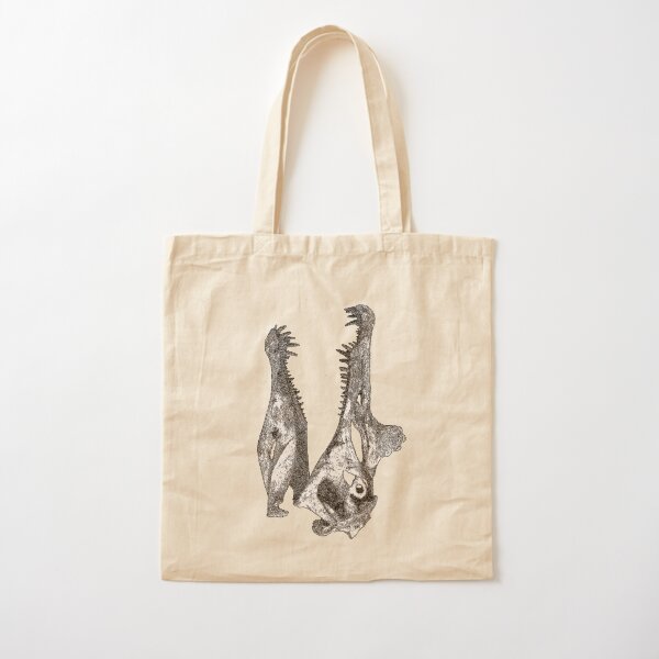 Spinosaurus Dinosaur Fossil Skull Engraving Cotton Tote Bag