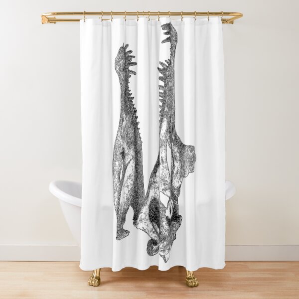 Spinosaurus Dinosaur Fossil Skull Engraving Shower Curtain