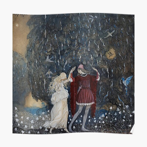 Lena dances with the knight by John Bauer 1915 Poster