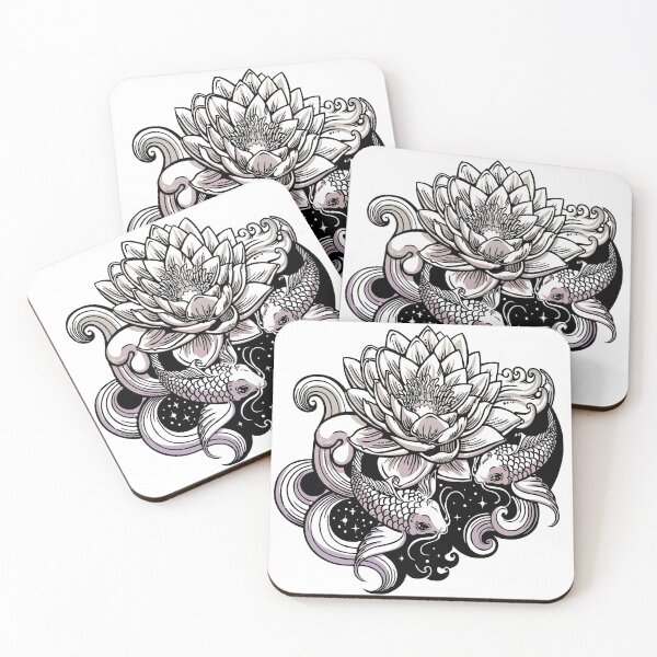 Item preview, Lotus flower and BW fish designed and sold by Rusembell.
