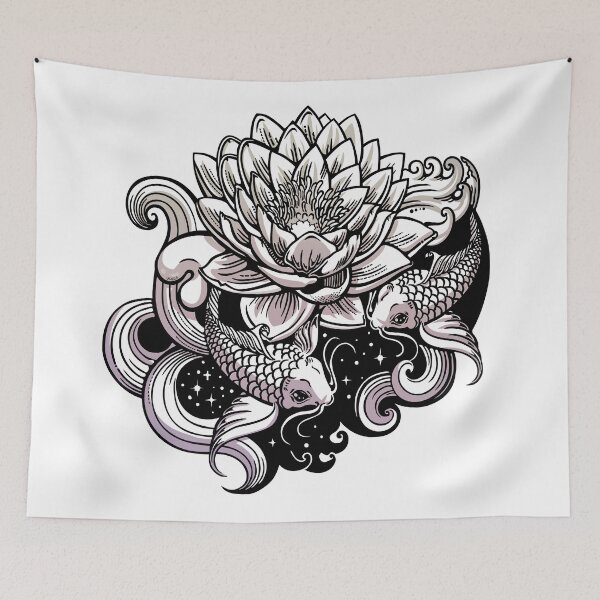 Item preview, Lotus flower and BW fish designed and sold by Rusembell.