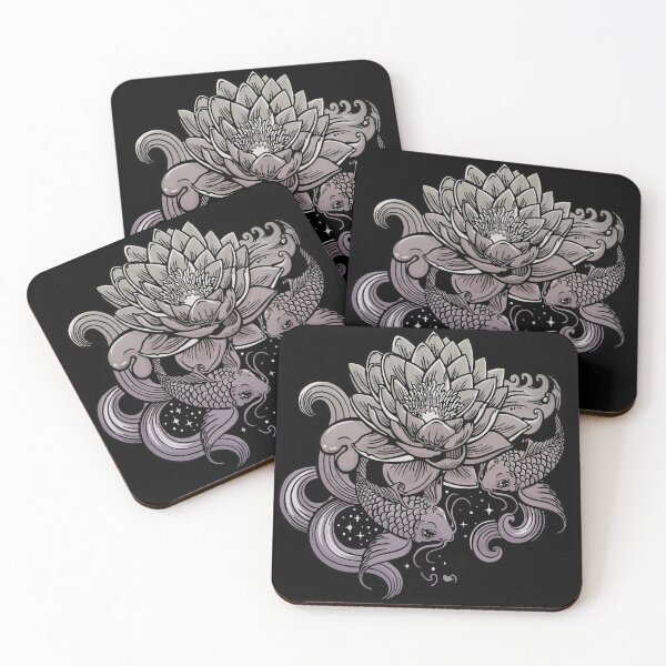 Item preview, Lotus flower and grayscale fish designed and sold by Rusembell.