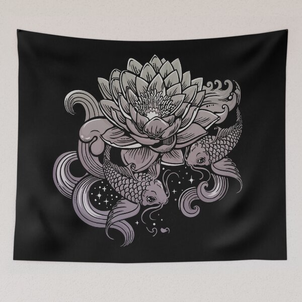 Item preview, Lotus flower and grayscale fish designed and sold by Rusembell.