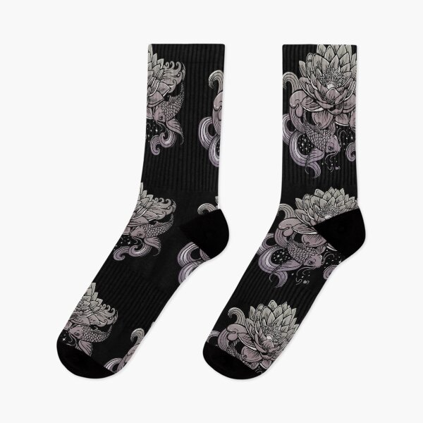 Item preview, Lotus flower and grayscale fish designed and sold by Rusembell.