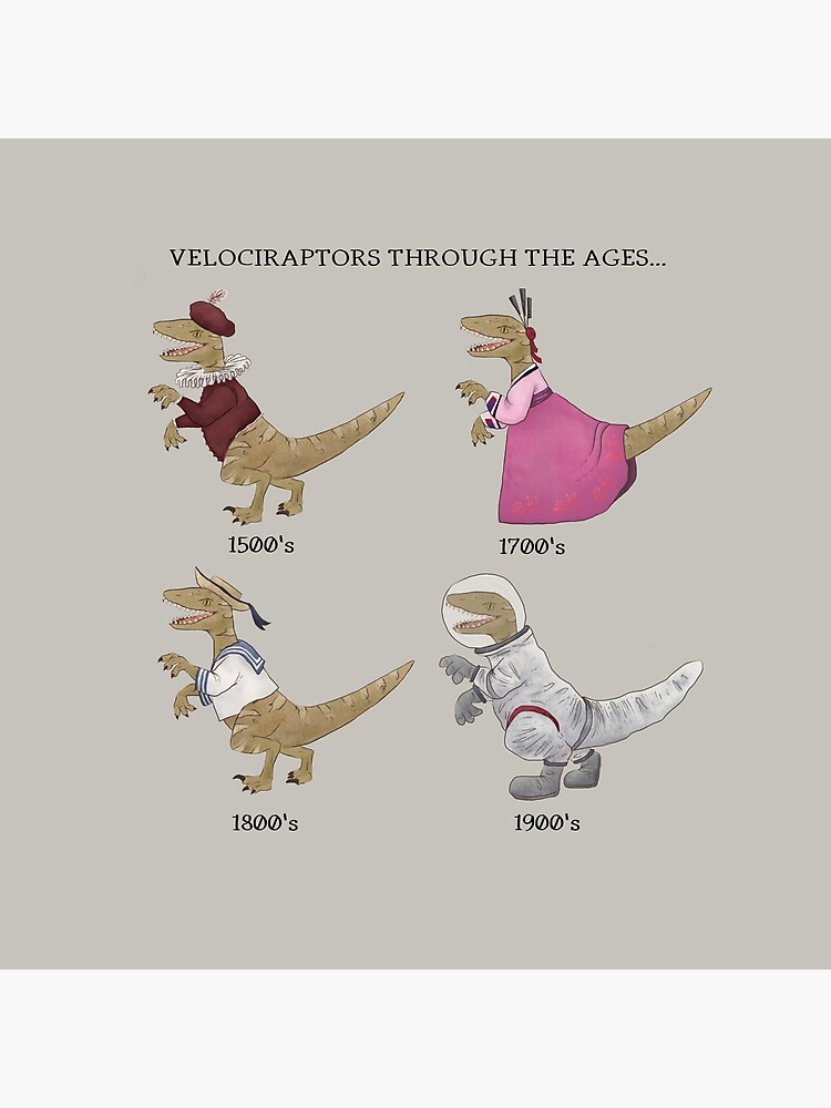 Thumbnail 4 of 4, Pillow, Velociraptor Through The Ages designed and sold by Angypants.