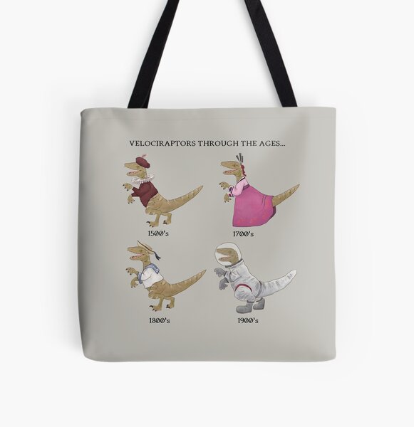 Velociraptor Through The Ages All Over Print Tote Bag