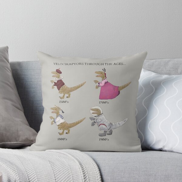 Velociraptor Through The Ages Throw Pillow