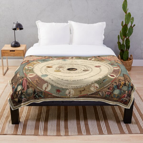 Vintage Zodiac Circle with Horoscope Throw Blanket