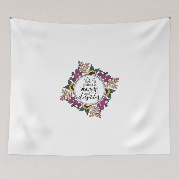 Item preview, She is clothed in dignity and strength-motivational quote, bible quote, girl power designed and sold by juliascafidi.
