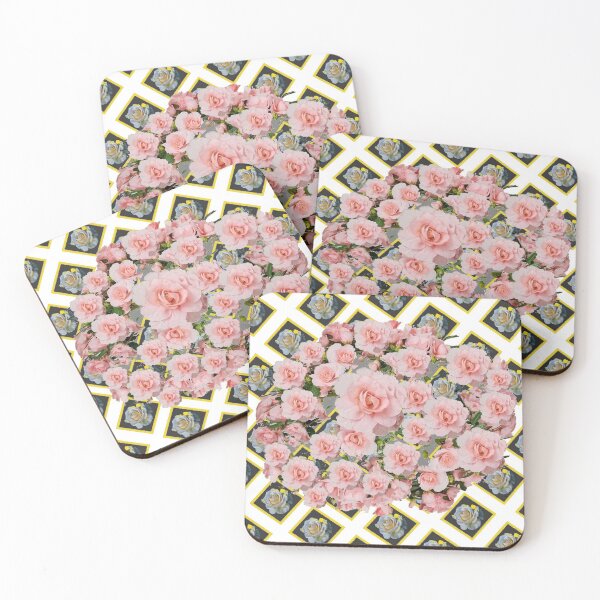 Item preview, DECORATIVE WHITE GARDEN LATTICE & ANTIQUE PINK ROSES designed and sold by sharlesart.