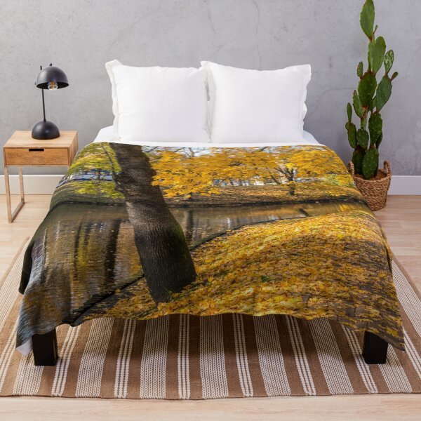 Item preview, Urban River in Riga, Latvia in Autumn with Yellow Leaves designed and sold by Jon Shore.