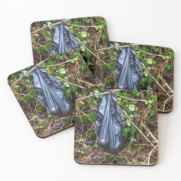 Item preview, Black dog poo poop bag left in bush designed and sold by Andy Chisholm.