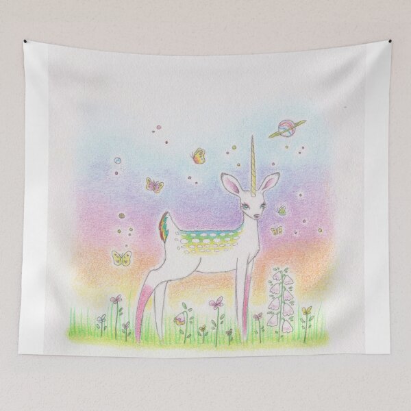 Item preview, rainbow marble saturn deer unicorn  designed and sold by OceanVixen.