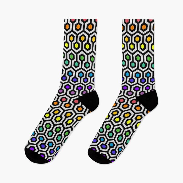 Item preview, Geometric Pattern: Looped Hexagons: Rainbow designed and sold by Red Wolf.