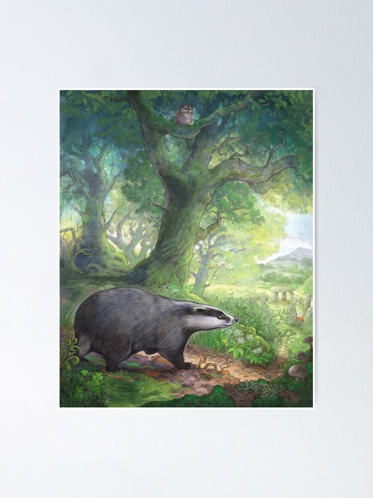 Alternate view of Badger in the woods Poster