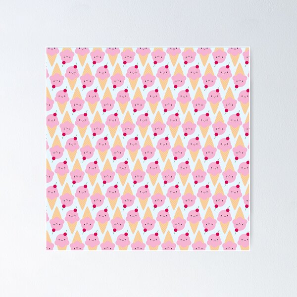 Kawaii Ice Cream Cones Poster
