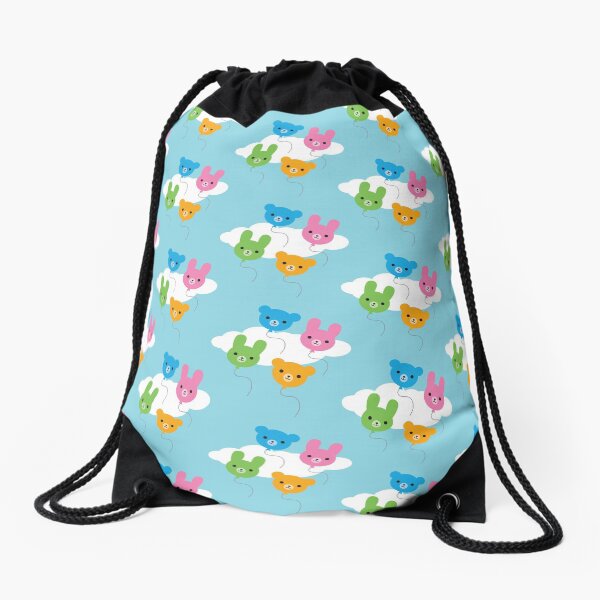 Kawaii Animal Balloons Pattern Drawstring Bag